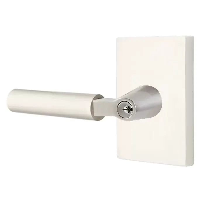 Emtek Smooth Lever with L-Square Stem and Modern Rectangular Rose by Emtek