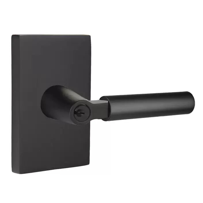 Emtek Smooth Lever with L-Square Stem and Modern Rectangular Rose by Emtek
