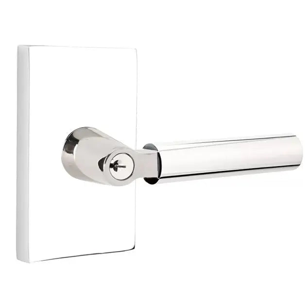 Emtek Smooth Lever with L-Square Stem and Modern Rectangular Rose by Emtek