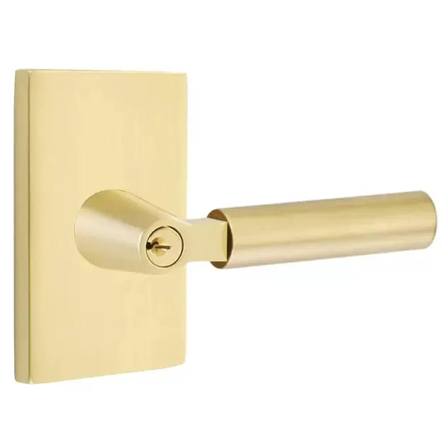 Emtek Smooth Lever with L-Square Stem and Modern Rectangular Rose by Emtek