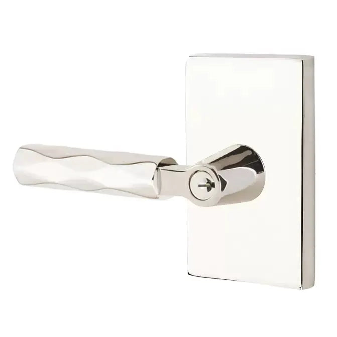 Emtek Tribeca Lever with L-Square Stem and Modern Rectangular Rose by Emtek