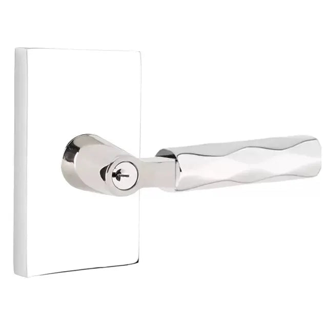 Emtek Tribeca Lever with L-Square Stem and Modern Rectangular Rose by Emtek