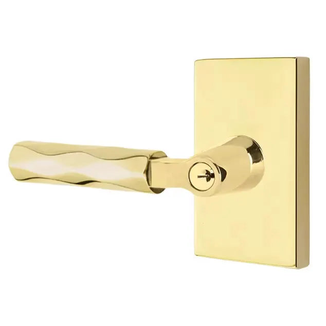 Emtek Tribeca Lever with L-Square Stem and Modern Rectangular Rose by Emtek
