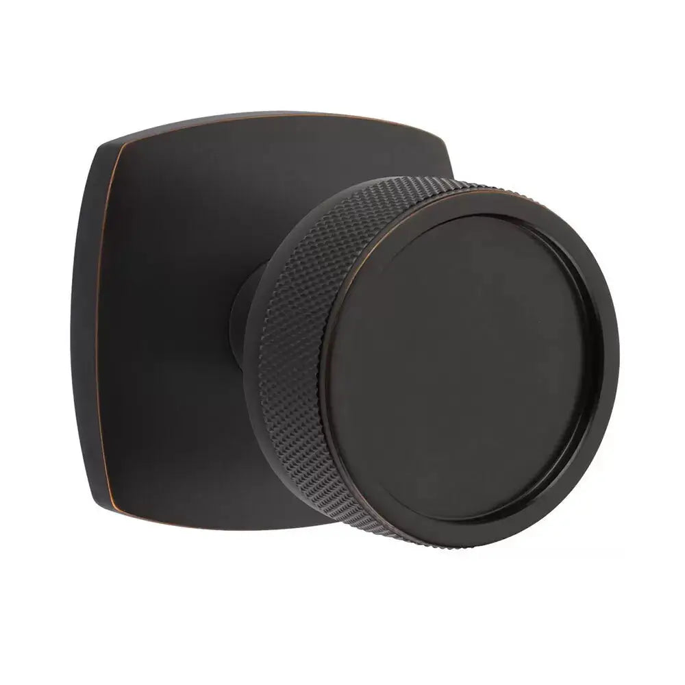 Emtek Knurled Knob with Urban Modern Rosette and Conical Stem by Emtek