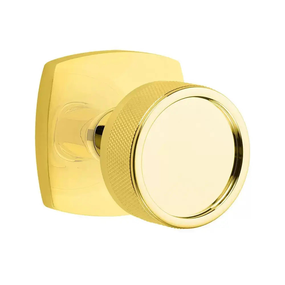 Emtek Knurled Knob with Urban Modern Rosette and Conical Stem by Emtek