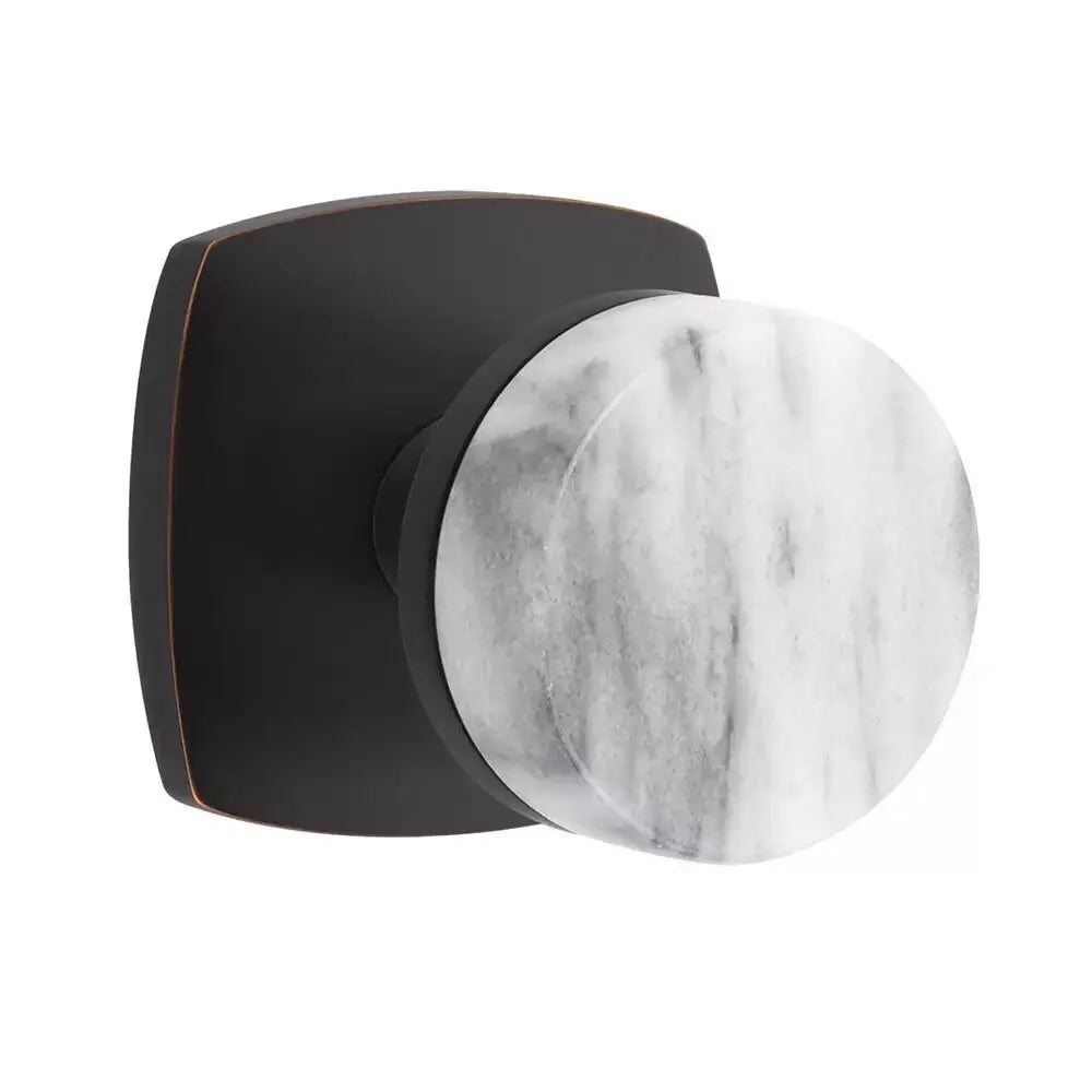 Emtek White Marble Knob with Urban Modern Rosette and Conical Stem by Emtek