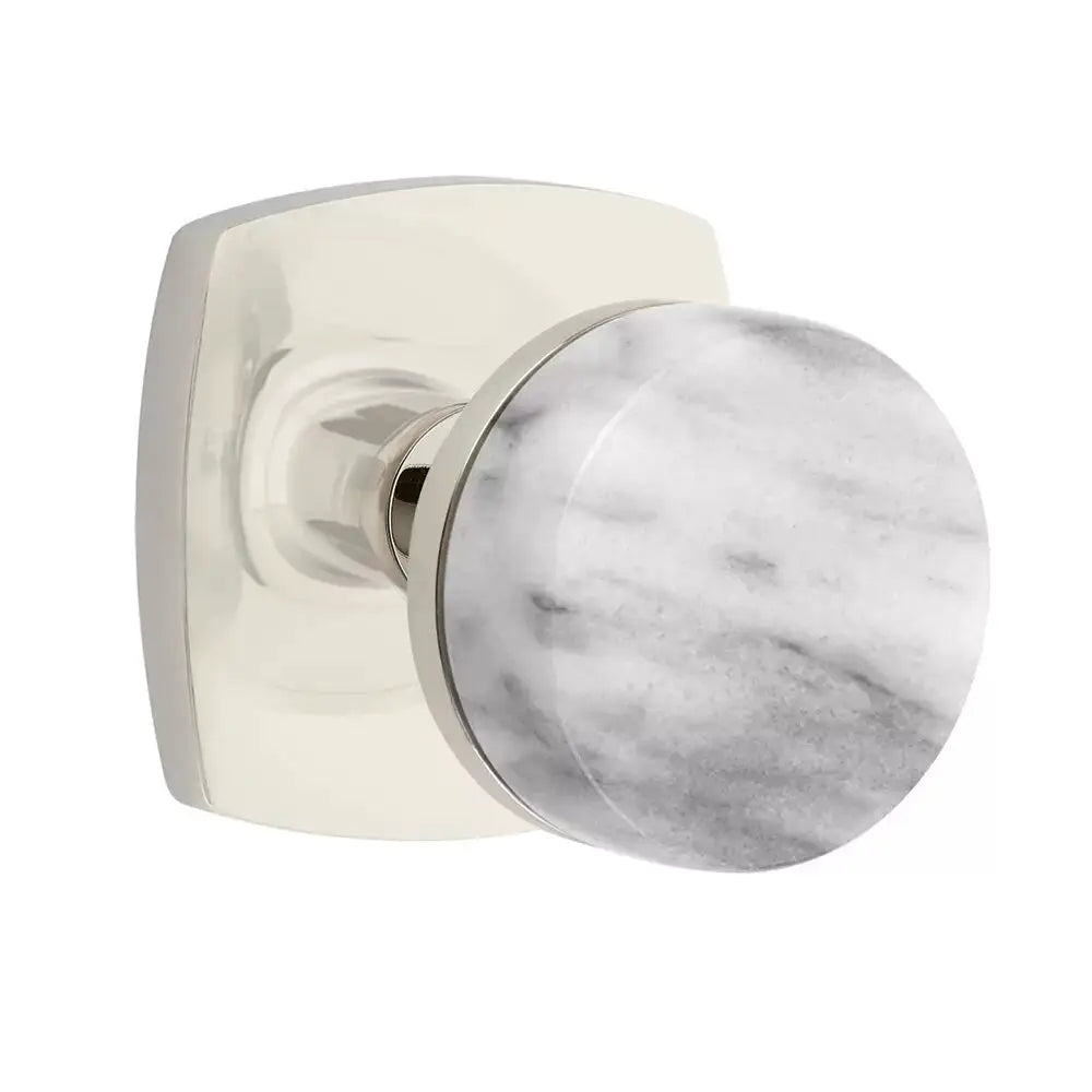 Emtek White Marble Knob with Urban Modern Rosette and Conical Stem by Emtek