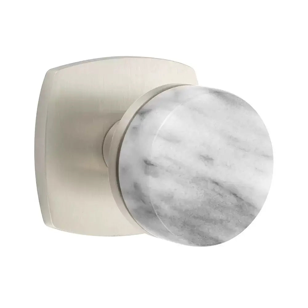 Emtek White Marble Knob with Urban Modern Rosette and Conical Stem by Emtek