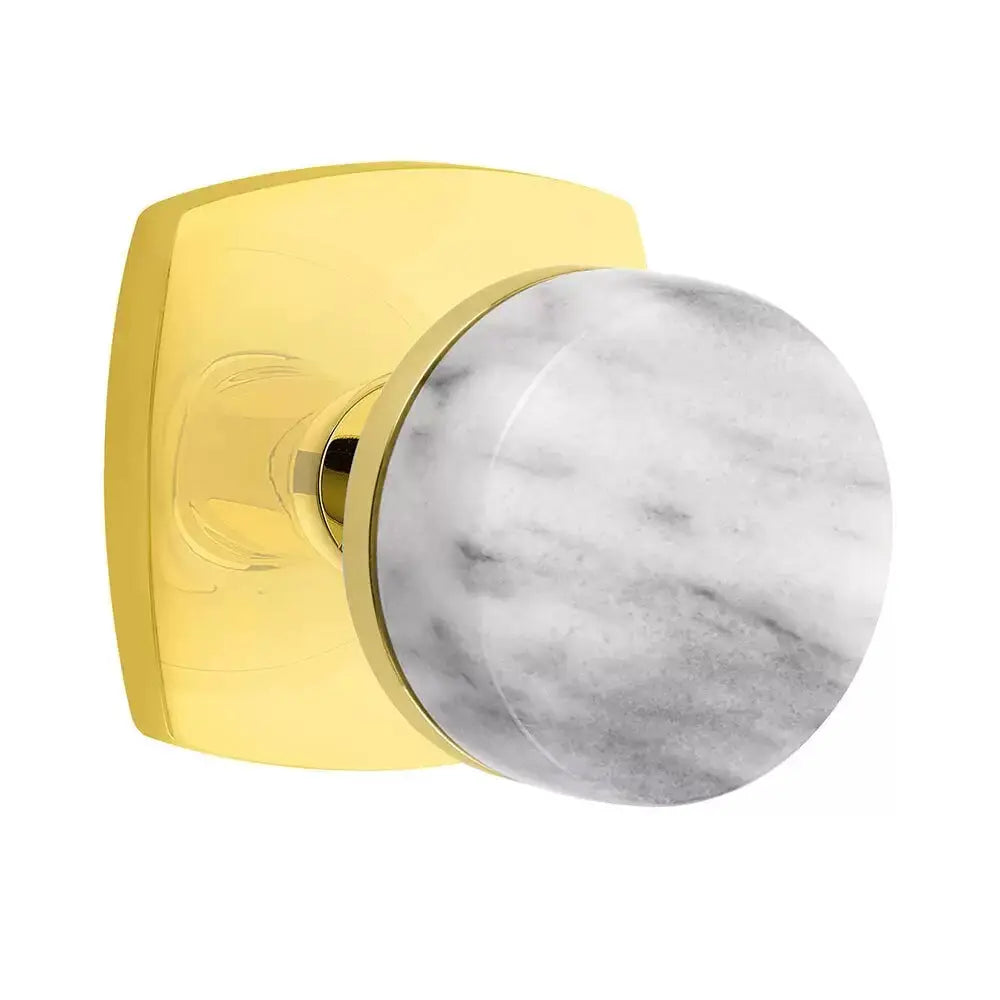 Emtek White Marble Knob with Urban Modern Rosette and Conical Stem by Emtek