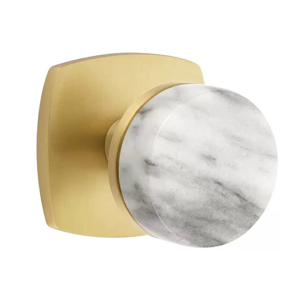 Emtek White Marble Knob with Urban Modern Rosette and Conical Stem by Emtek