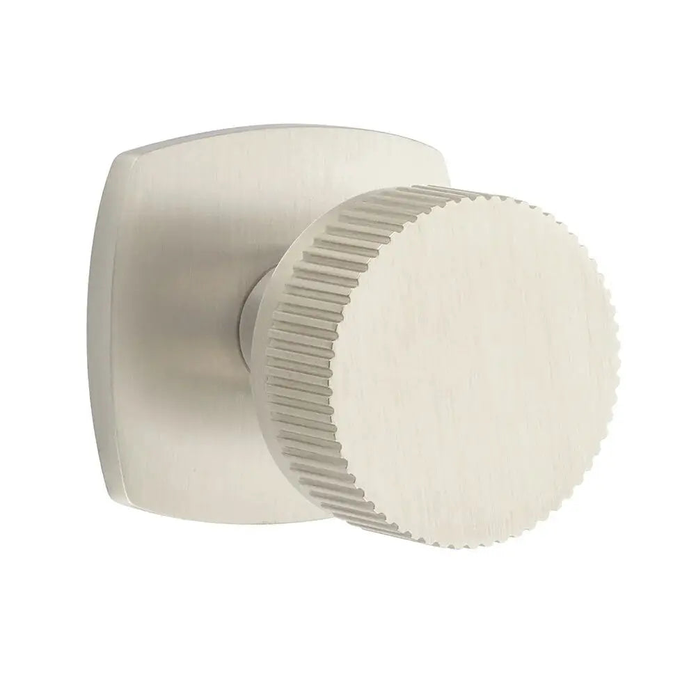 Emtek Straight Knurled Knob with Urban Modern Rosette and Conical Stem by Emtek
