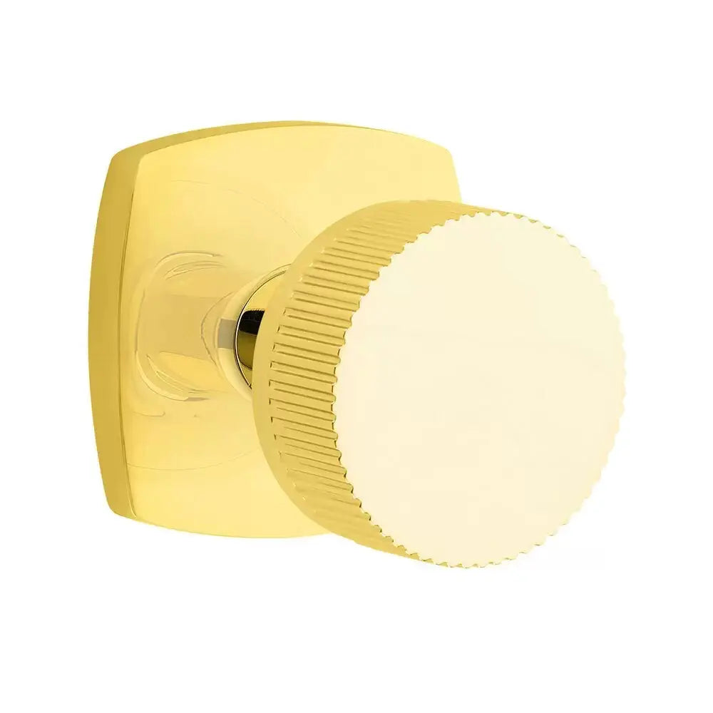 Emtek Straight Knurled Knob with Urban Modern Rosette and Conical Stem by Emtek