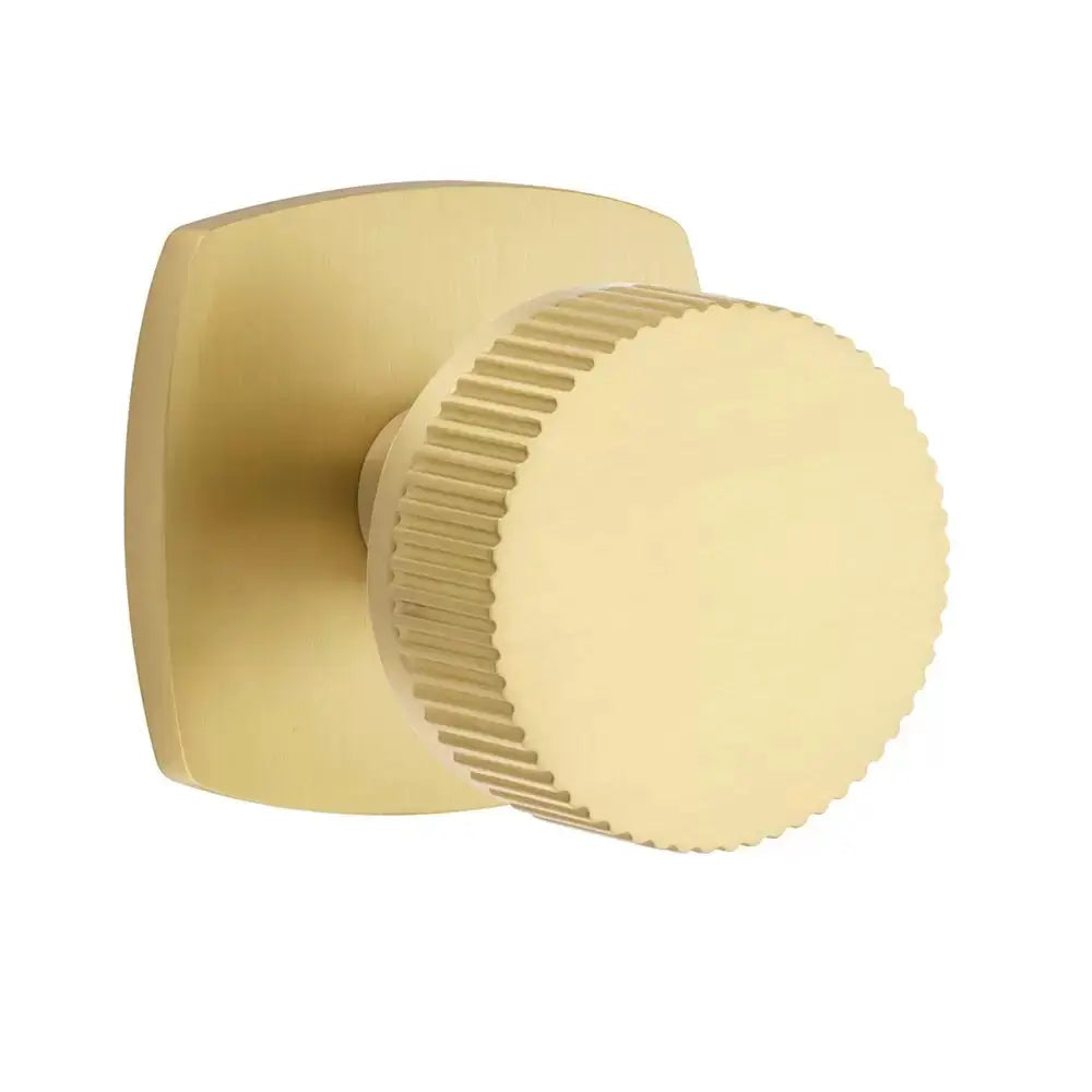 Emtek Straight Knurled Knob with Urban Modern Rosette and Conical Stem by Emtek