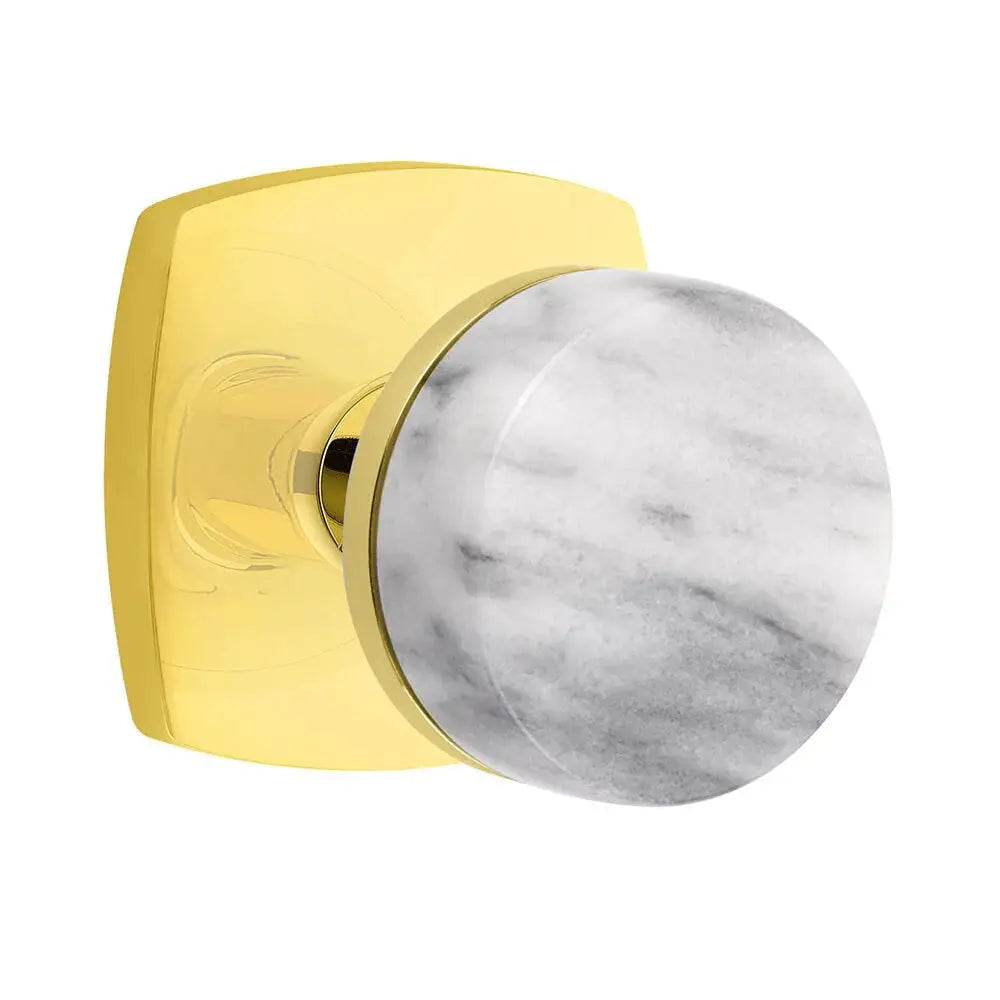Emtek White Marble Knob with Urban Modern Rosette and Conical Stem by Emtek