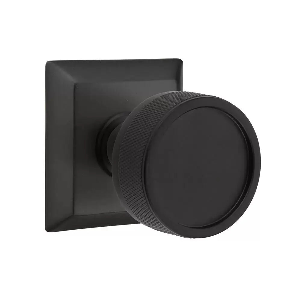 Emtek Knurled Knob with Quincy Rosette and Conical Stem by Emtek