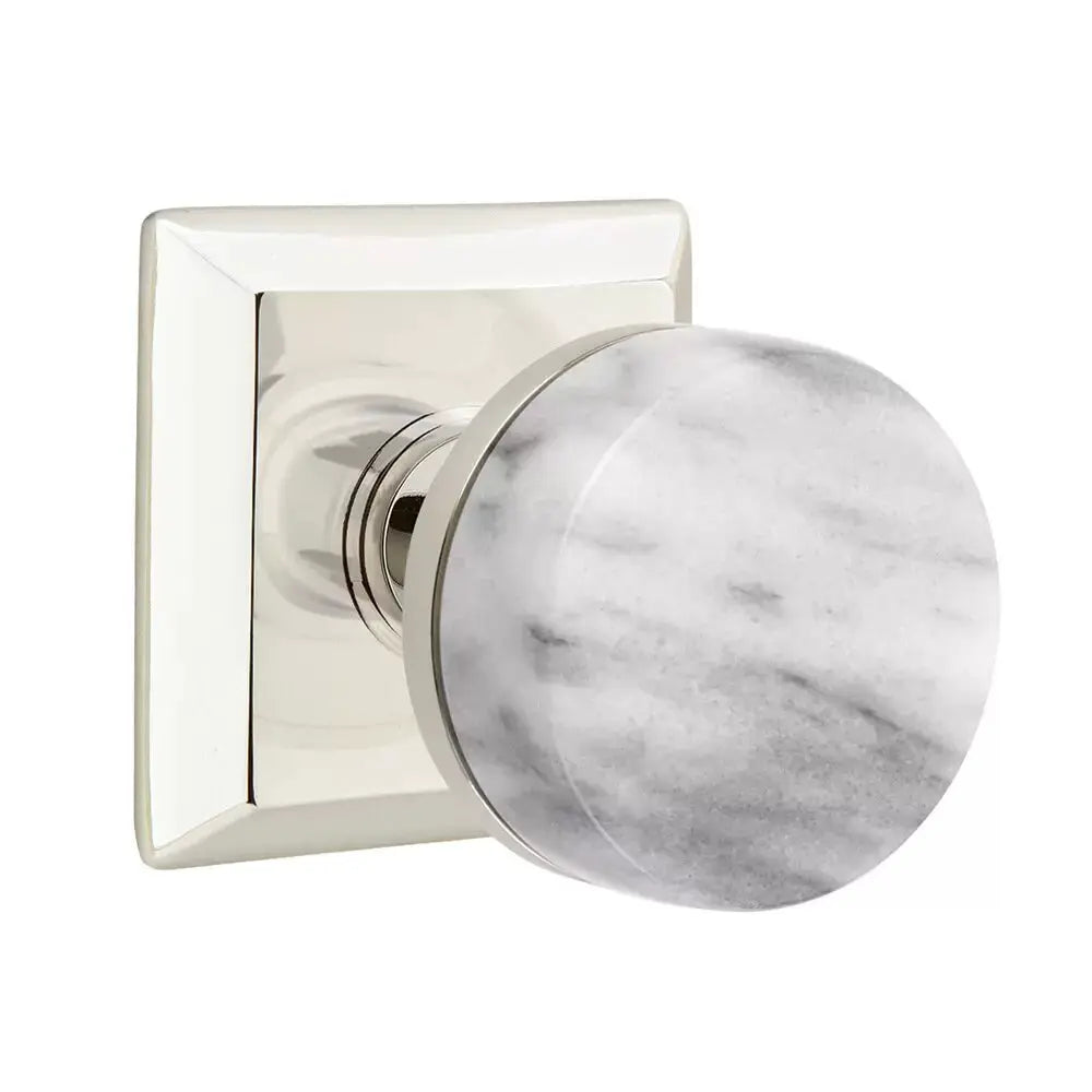 Emtek White Marble Knob with Quincy Rosette and Conical Stem by Emtek