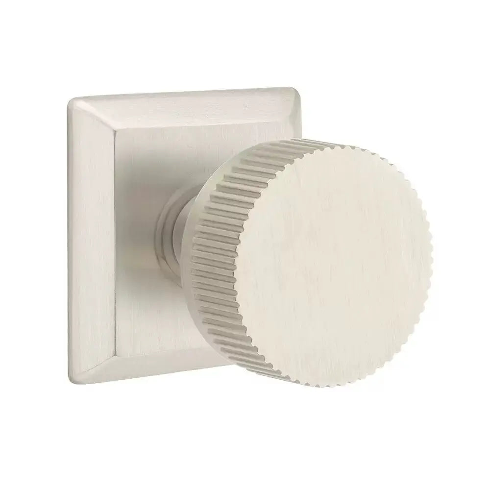 Emtek Straight Knurled Knob with Quincy Rosette and Conical Stem by Emtek