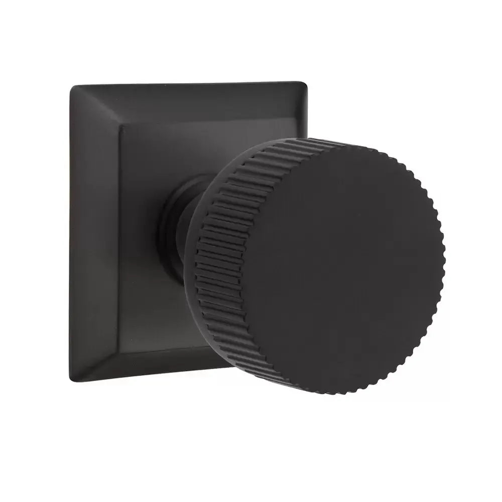 Emtek Straight Knurled Knob with Quincy Rosette and Conical Stem by Emtek