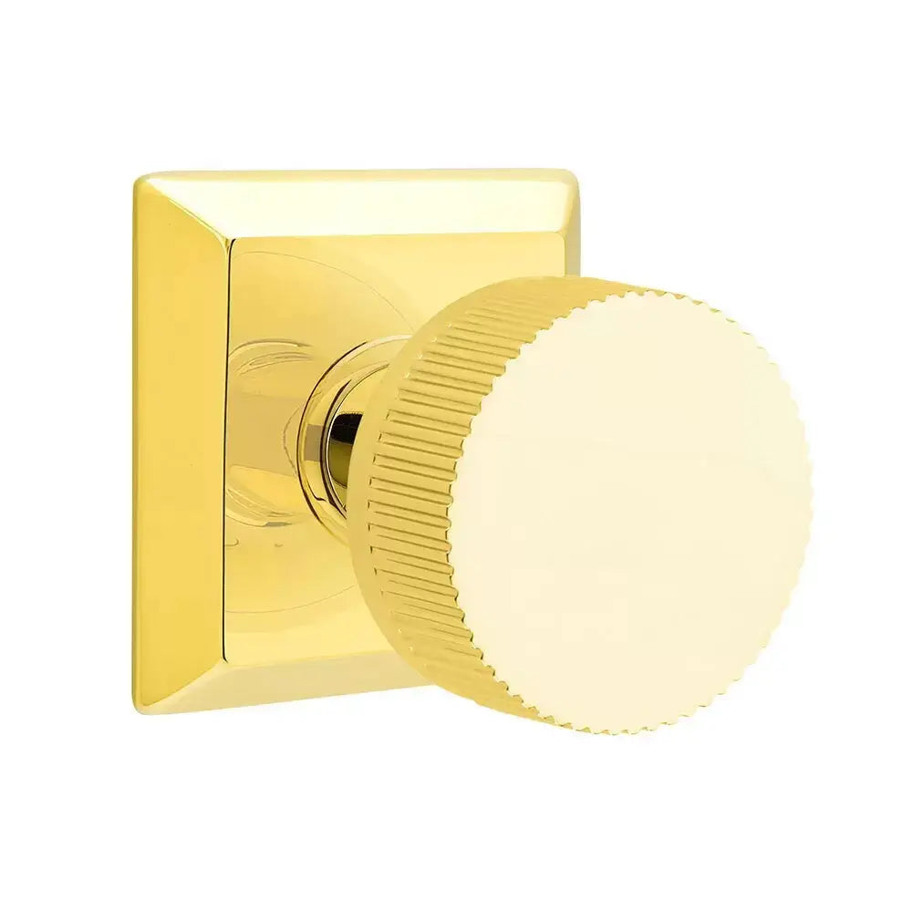 Emtek Straight Knurled Knob with Quincy Rosette and Conical Stem by Emtek