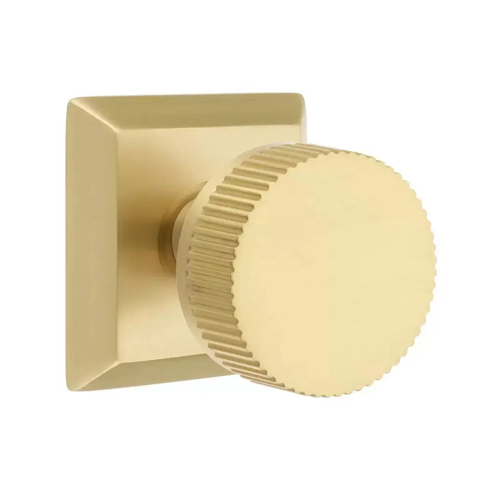 Emtek Straight Knurled Knob with Quincy Rosette and Conical Stem by Emtek