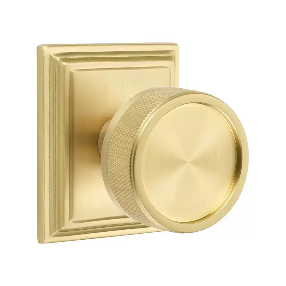 Emtek Knurled Knob with Wilshire Rosette and Conical Stem by Emtek