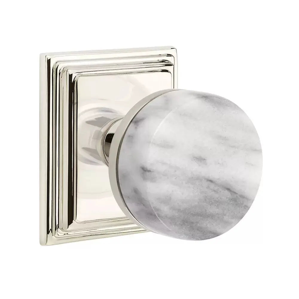 Emtek White Marble Knob with Wilshire Rosette and Conical Stem by Emtek