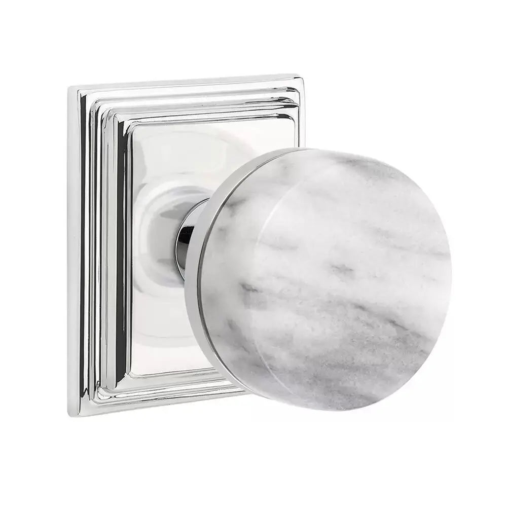 Emtek White Marble Knob with Wilshire Rosette and Conical Stem by Emtek
