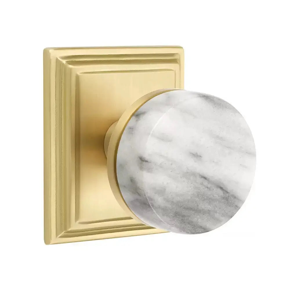 Emtek White Marble Knob with Wilshire Rosette and Conical Stem by Emtek