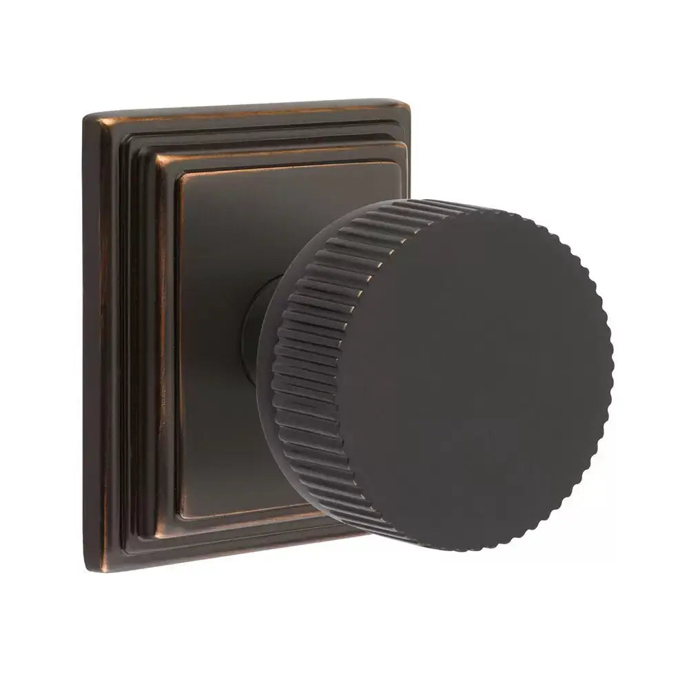 Emtek Straight Knurled Knob with Wilshire Rosette and Conical Stem by Emtek