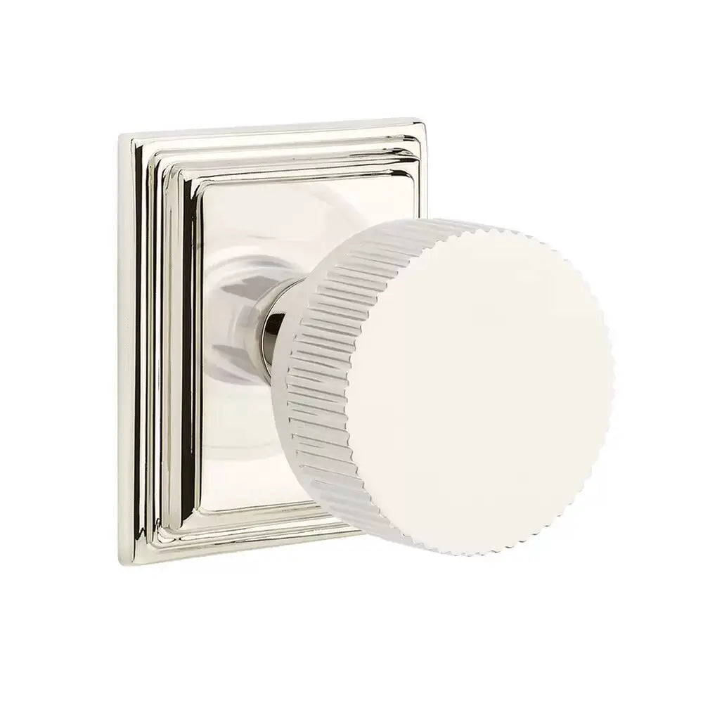 Emtek Straight Knurled Knob with Wilshire Rosette and Conical Stem by Emtek