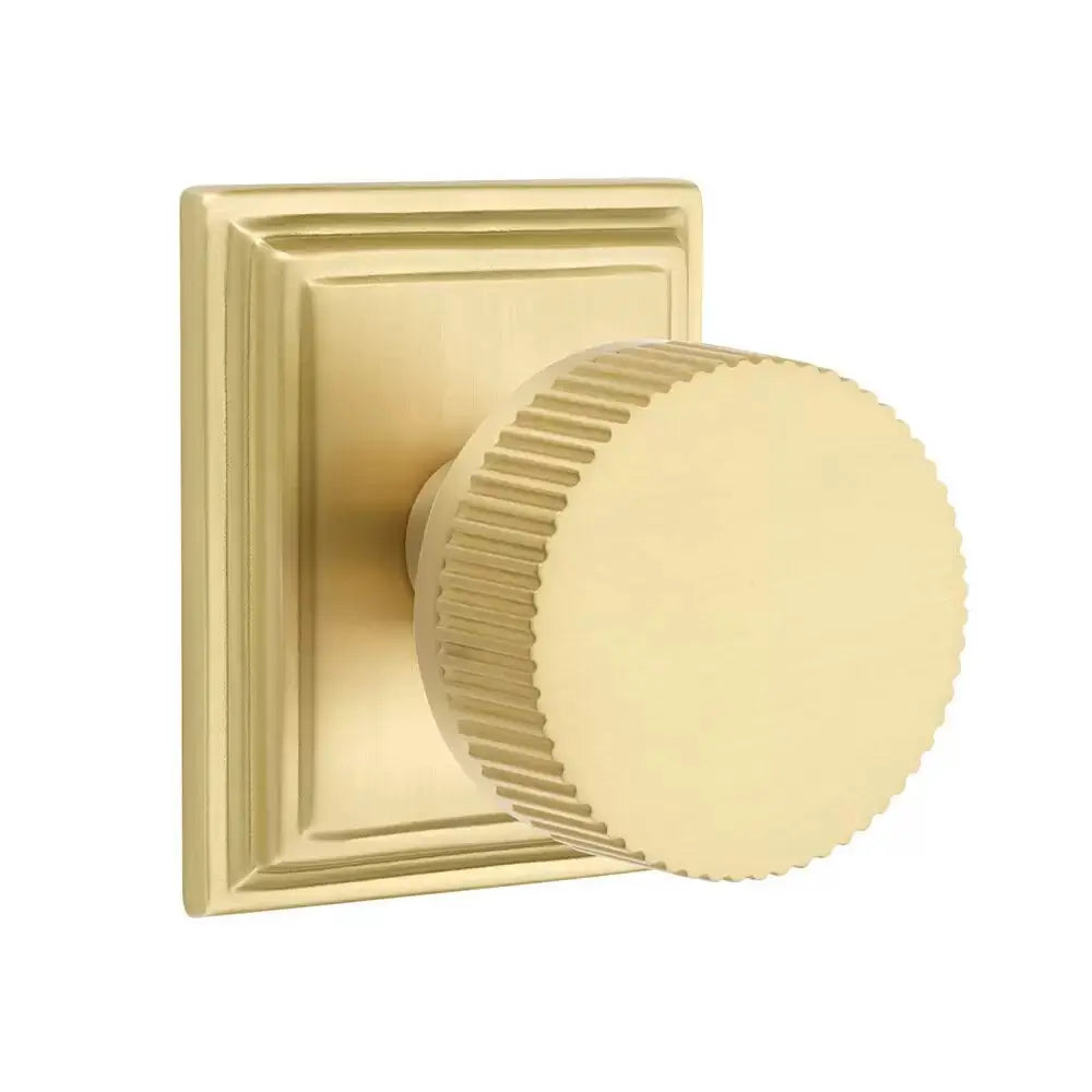 Emtek Straight Knurled Knob with Wilshire Rosette and Conical Stem by Emtek