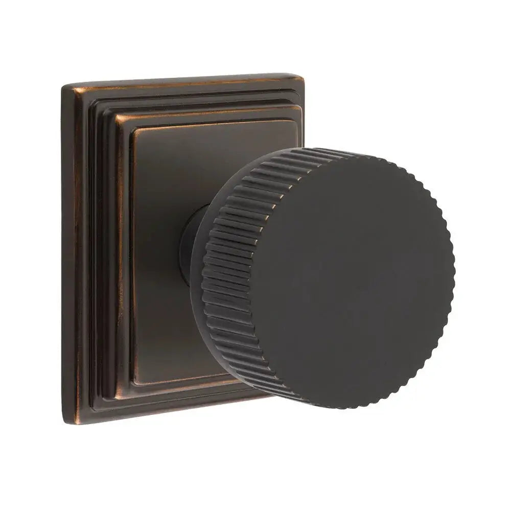 Emtek Straight Knurled Knob with Wilshire Rosette and Conical Stem by Emtek