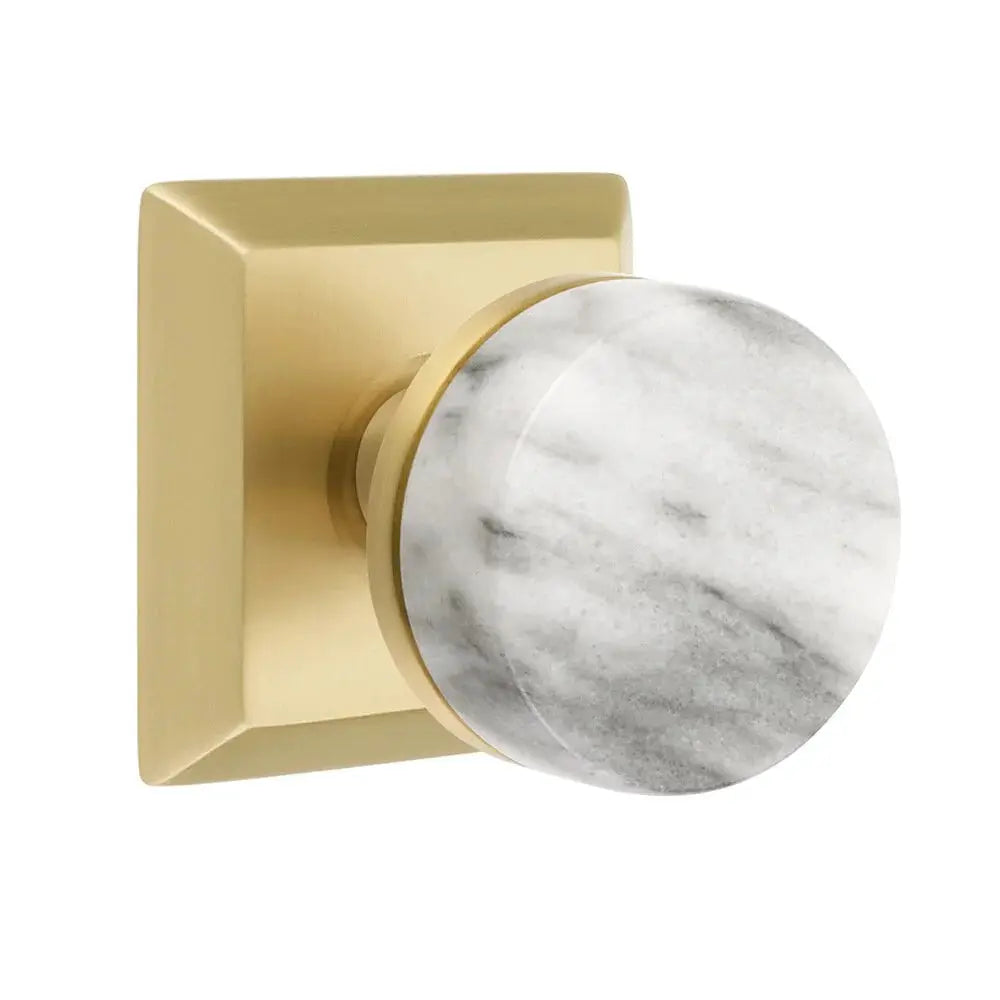 Emtek White Marble Knob with Quincy Rosette and Conical Stem by Emtek