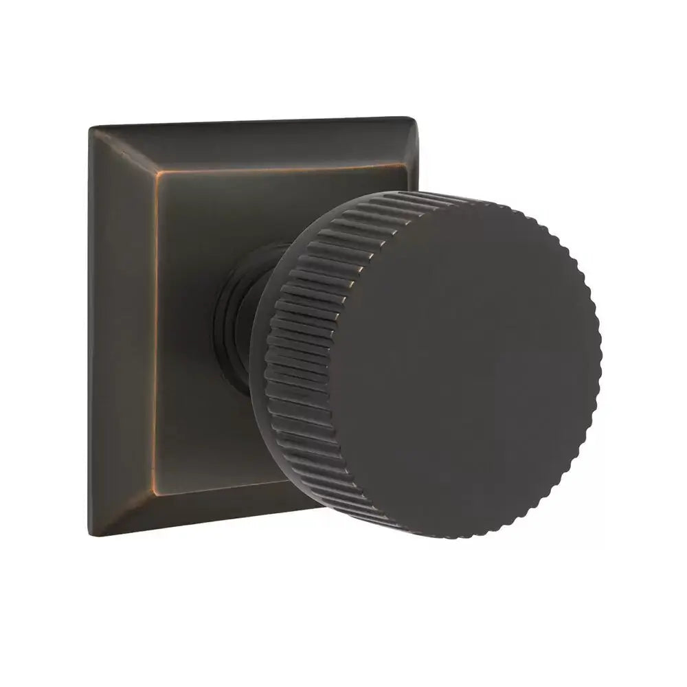 Emtek Straight Knurled Knob with Quincy Rosette and Conical Stem by Emtek