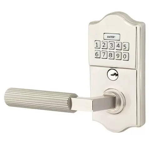 Emtek Classic - L-Square Straight Knurled Lever Electronic Keypad Lock by Emtek