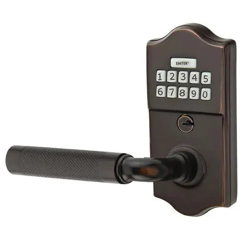 Emtek Classic - R-Bar Knurled Lever Electronic Keypad Lock by Emtek