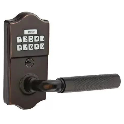 Emtek Classic - R-Bar Knurled Lever Electronic Keypad Lock by Emtek