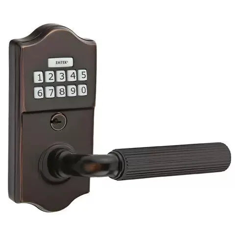 Emtek Classic - R-Bar Straight Knurled Lever Electronic Keypad Lock by Emtek