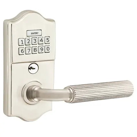 Emtek Classic - R-Bar Straight Knurled Lever Electronic Keypad Lock by Emtek