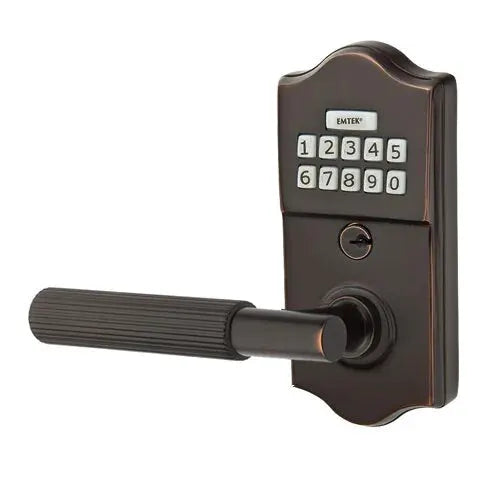 Emtek Classic - T-Bar Straight Knurled Lever Electronic Keypad Lock by Emtek