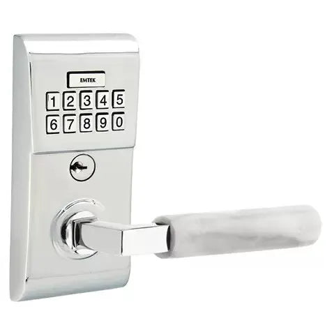 Emtek Modern - L-Square White Marble Lever Electronic Keypad Lock by Emtek