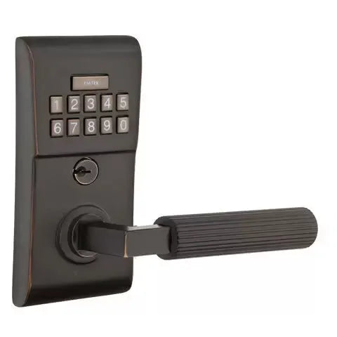 Emtek Modern - L-Square Straight Knurled Lever Electronic Keypad Lock by Emtek