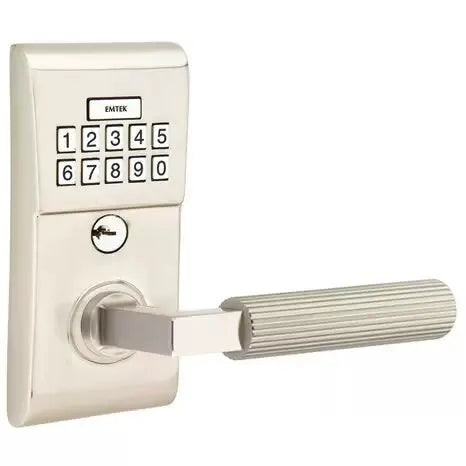 Emtek Modern - L-Square Straight Knurled Lever Electronic Keypad Lock by Emtek