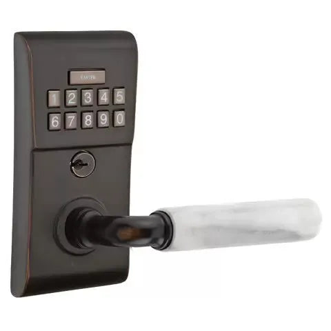 Emtek Modern - R-Bar White Marble Lever Electronic Keypad Lock by Emtek