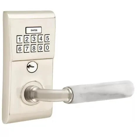 Emtek Modern - R-Bar White Marble Lever Electronic Keypad Lock by Emtek