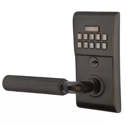 Emtek Modern - R-Bar Straight Knurled Lever Electronic Keypad Lock by Emtek