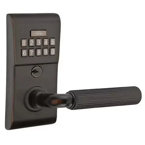 Emtek Modern - R-Bar Straight Knurled Lever Electronic Keypad Lock by Emtek