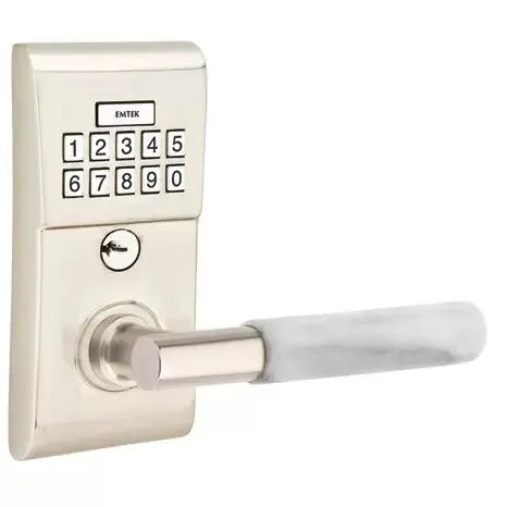 Emtek Modern - T-Bar White Marble Lever Electronic Keypad Lock by Emtek