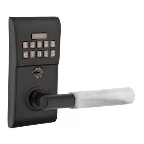 Emtek Modern - T-Bar White Marble Lever Electronic Keypad Lock by Emtek