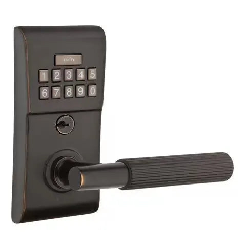 Emtek Modern - T-Bar Straight Knurled Lever Electronic Keypad Lock by Emtek